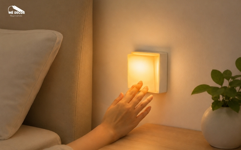 Đèn LED công tắc từ tính gắn tường tiện lợi cạnh đầu giường
