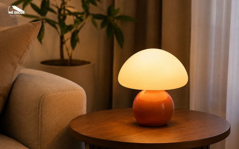 Đèn nấm để bàn ánh sáng dịu cho góc sofa phòng khách