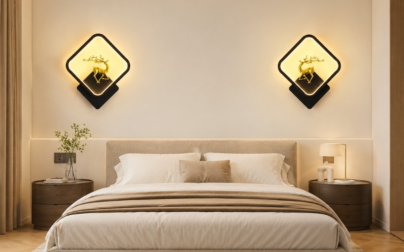 Đèn tường decor đầu giường giúp phòng ngủ thêm sang trọng và ấm cúng