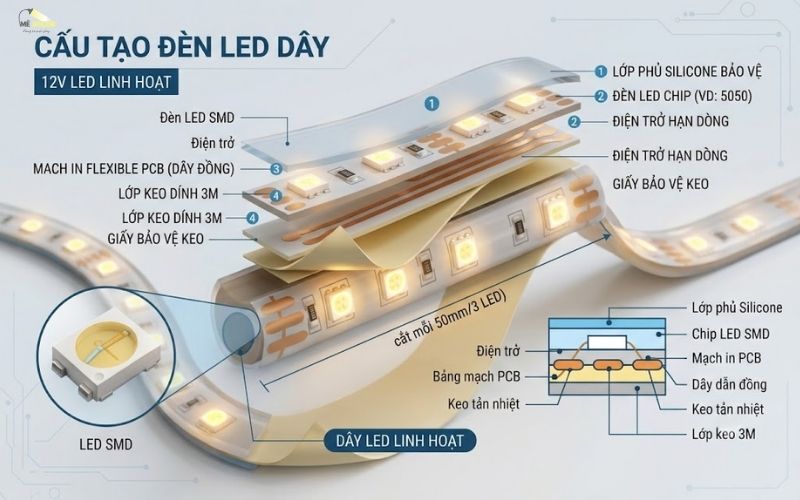 Cấu tạo đèn Led dây