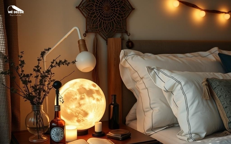 Decor phòng ngủ chill với đèn mặt trăng