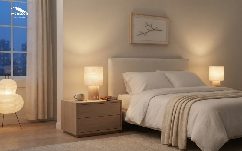 Decor phòng ngủ hiện đại với đèn ngủ thông minh