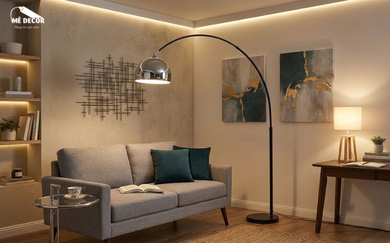 Đèn cây trang trí góc sofa