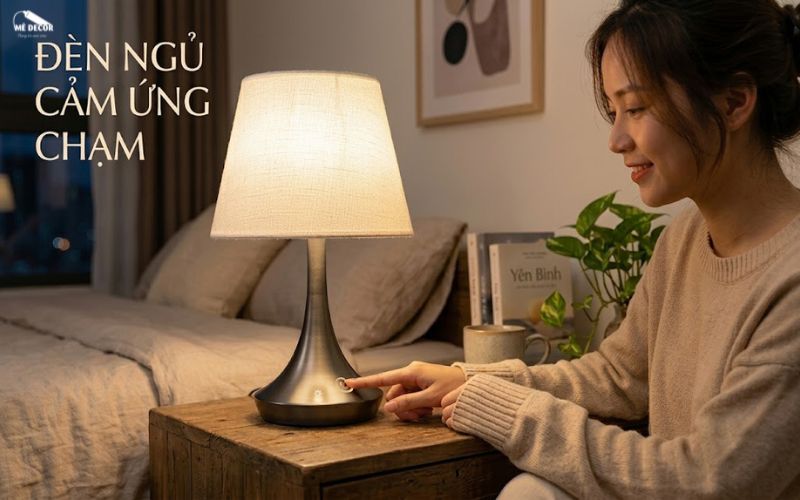 Thao tác chạm nhẹ vào vùng cảm ứng trên đế đèn để bật, tắt hoặc tùy chỉnh các mức độ ánh sáng ấm áp một cách nhanh chóng.