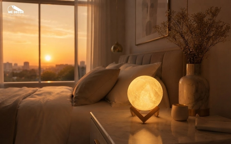 Đèn ngủ mặt trăng decor phòng ngủ