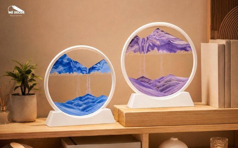 Đèn tranh cát chảy 3D tạo điểm nhấn nghệ thuật cho kệ decor