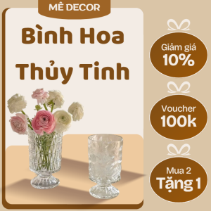SET Bình Cắm Hoa Vintage Trang Trí Thủy Tinh