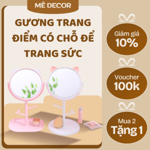 Gương Trang Điểm Kèm Khay Đựng Trang Sức 2in1