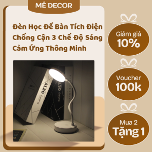 Đèn Học Để Bàn Tích Điện Chống Cận 3 Chế Độ Sáng Cảm Ứng Thông Minh