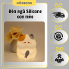 Đèn Ngủ Silicon Mèo Ăn Cá Cảm Biến Chạm – Ánh Sáng Dịu, Mềm Mịn, Sạc USB, Dễ Thương