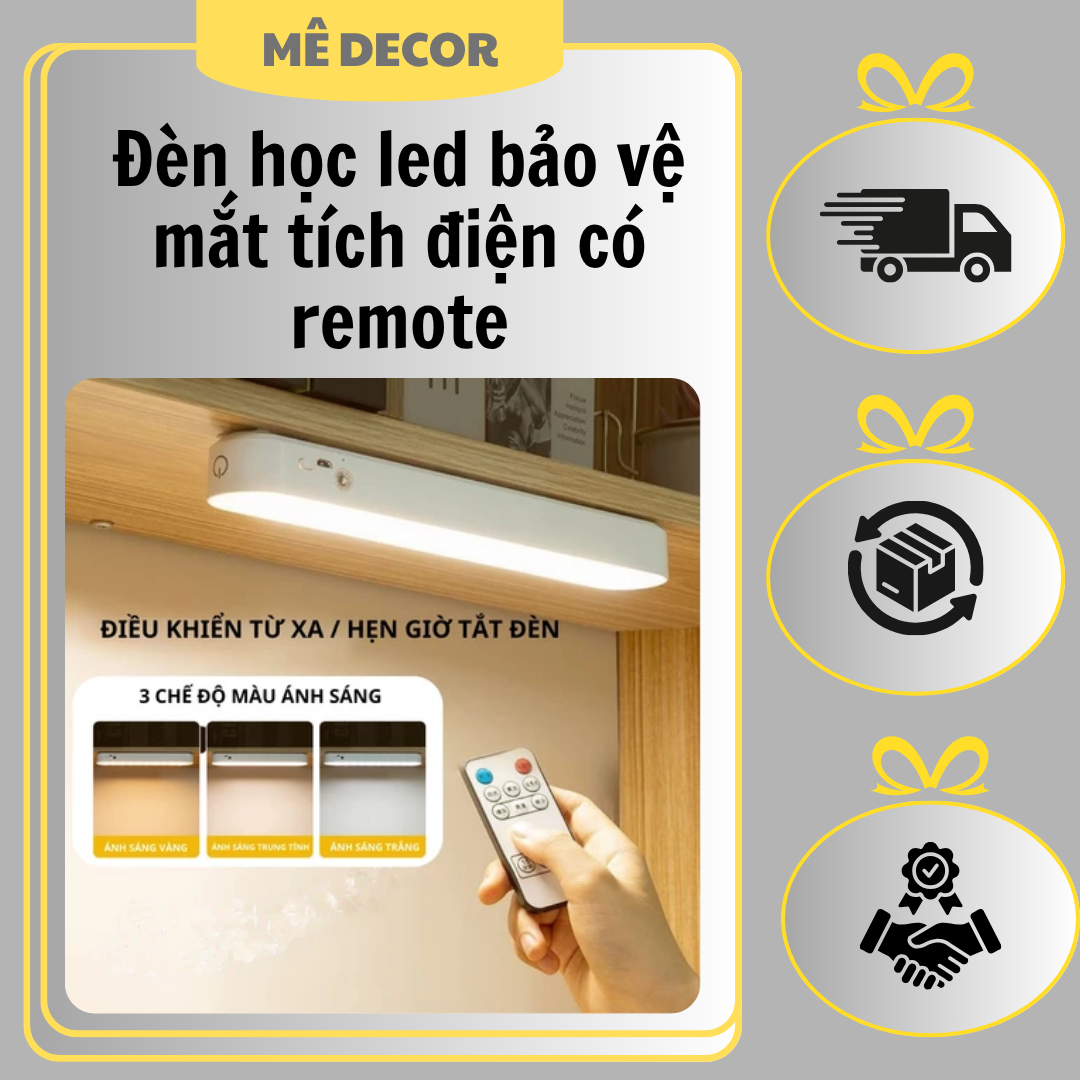 Đèn học led bảo vệ mắt tích điện có remote